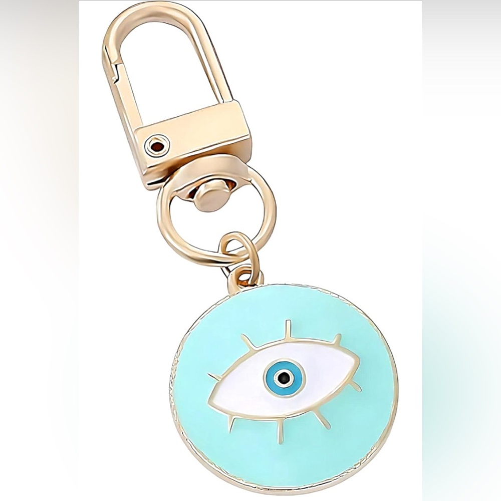 Gold and Blue Evil Eye Keychain